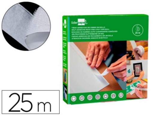 Fita de Fecho Adesivo Liderpapel Velcro Branco 20m x25m (VL02)