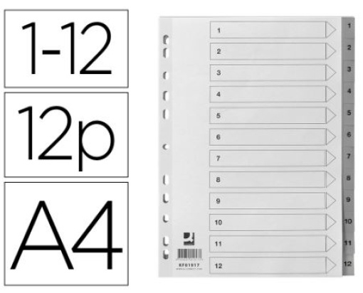 Separador Plastico Q-Connect Numerado 1-12 (KF01917)
