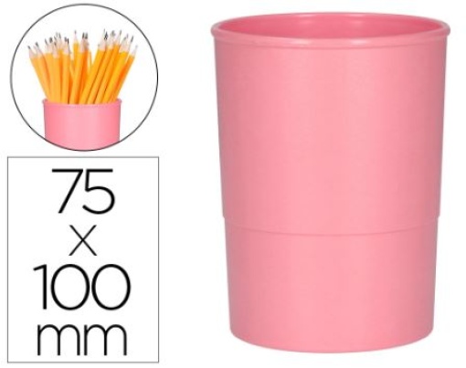 Porta Lapis Q-Connect Redondo Plastico Rosa Pastel (KF17165)