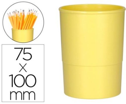 Porta Lapis Q-Connect Redondo Plastico Amarelo Pastel (KF17166)