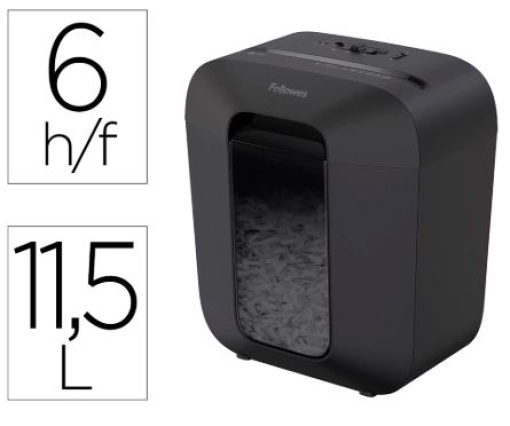 Destruidora Documentos Fellowes LX25 Capacidade 6F Seguranca P4 Aagrafes Clips e Cartoes