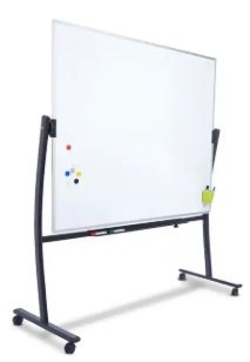 Quadro Branco Rocada Aço Lacado Magnetico Moldura Aluminio Dupla Face Giratorio Curve 2000x1200mm