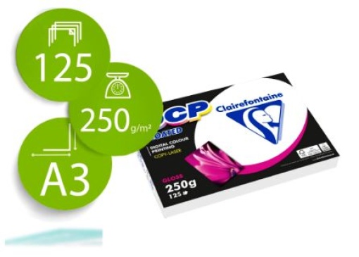 Papel Copia Color DCP Clairefontaine Coated Glossy A3 250gr Emb. 125fls