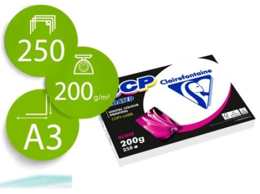 Papel Copia Color DCP Clairefontaine Coated Glossy A3 200gr Emb.250Fls