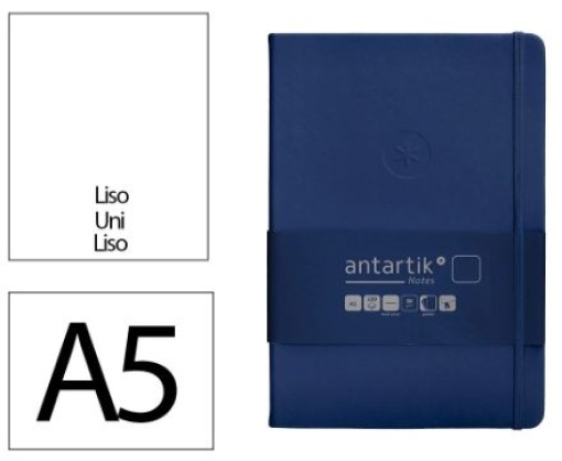 Caderno Com Elastico Antartik Notes Capa Dura A5 100fls 80gr Liso Azul Marinho (TW17)