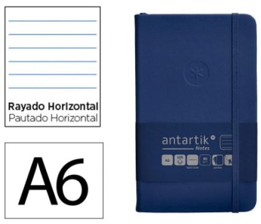 Caderno Com Elastico Antartik Notes Capa Dura A6 100fls 80gr Pautado Azul Marinho (TW22)