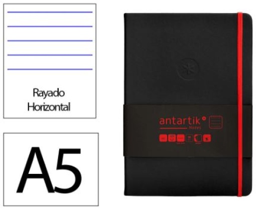 Caderno Antartik Notes A5 Pautado 100Fls 80gr (FSC) Capa Dura C/Elastico Preto/Vermelho (TX04)