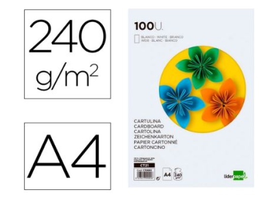 Cartolina Liderpapel A4 240gr Branco Emb. 100Folhas (CT21)