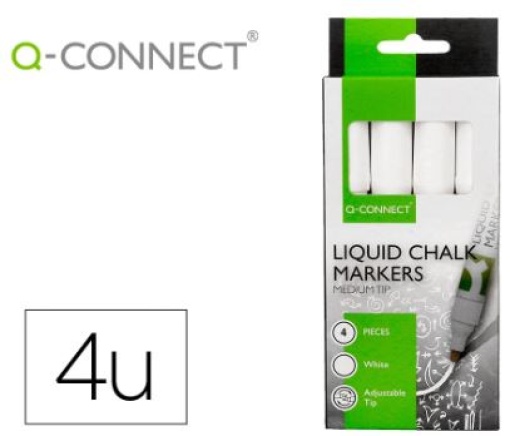 Marcador Giz Liquido Q-Connect Cx.4un Branco (KF16282)