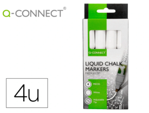 Marcador Giz Liquido Q-Connect Cx.4un Branco (KF16282)