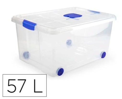 Caixa de Armazenagem Plasticforte Nº5 Transparente com Tampa Capacidade 57L (11213)
