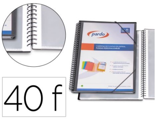 Capa Catalogo Pardo Com Espiral 40Bolsas Folio Preto (EC43)
