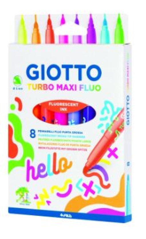 Marcador Giotto Turbo Maxi Fluor Cx. 8un cores Sortidas (F453800)