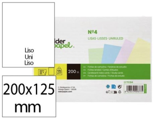 Fichas de Estudo Liderpapel Cartolina Lisa 180gr 125x200mm Cores Sortidas Emb.200un (TC04)