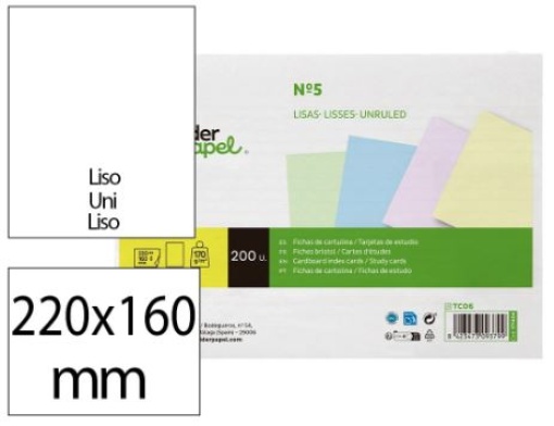 Fichas de Estudo Liderpapel Cartolina Lisa 180gr 160x220mm Cores Sortidas Emb.200un (TC06)