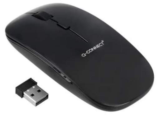 Rato Q-Connect Optico Sem Fios Silencioso 800/1200/1600 DPI Preto (KF15114)