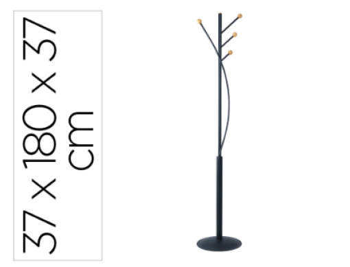 Cabide Maul Laura Madeira 4 Suportes Preto 370x1800x370mm(9405570)