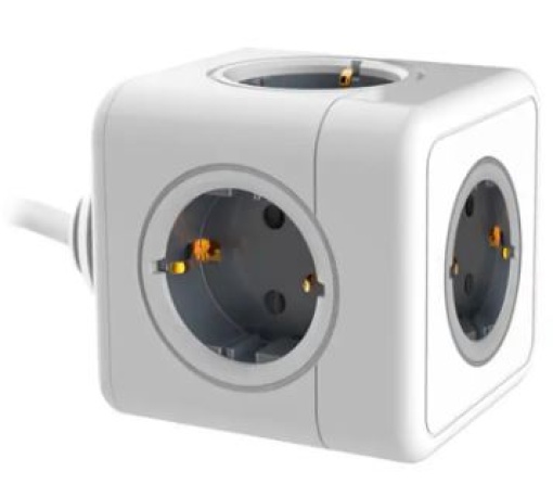 Extensao Q-Connect em Cubo Multipla 5 em 1 Cabo de 1,4m 5 Tomadas de Corrente 75x75x112mm (KF19048)