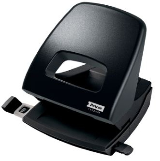 Furador Petrus Metalico 85 Ricycle Preto (Capacidade 25 folhas)