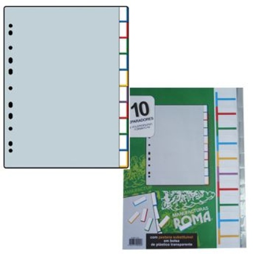 Separador Plastico C/Pestana 10un Cinzento (Roma162)