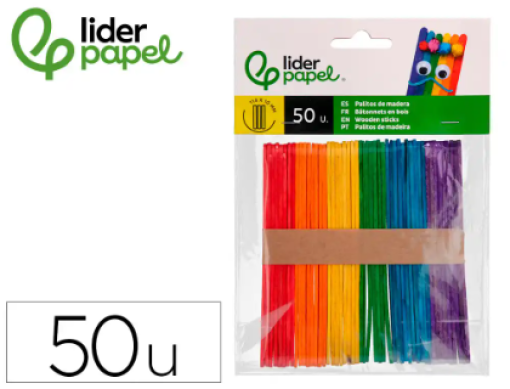 Palitos Madeira Liderpapel Cores Sortidas 11,4x1cm Emb.50un (MX18)
