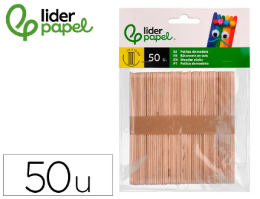 Palitos Madeira Liderpapel Cor Natural 11,4x1cm Emb.50un (MX19)