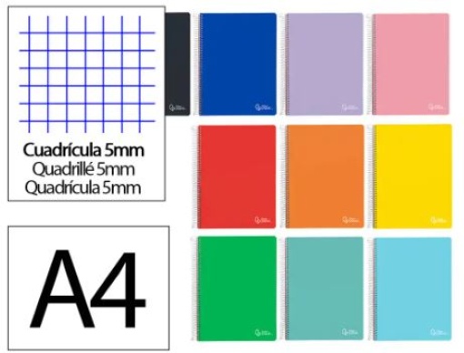 Caderno Espiral Liderpapel A4 Witty Capa Dura 120F 90gr Quadricula 5mm 5 Bandas de Cores Sortidas (BA03)