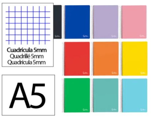 Caderno Espiral Liderpapel A5 Witty Capa Dura 120F 90gr Quadricula 5mm 5 Bandas de Cores Sortidas (BJ06)