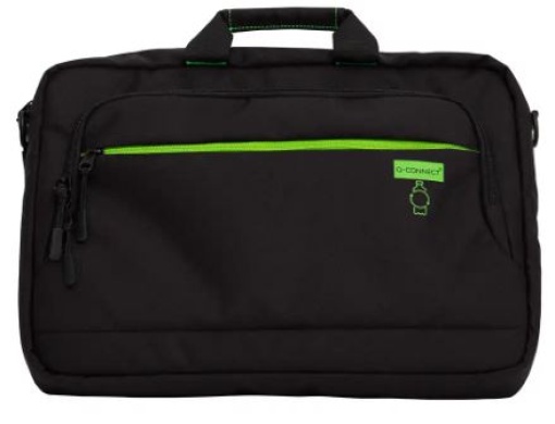 Mala para Portatil Q-Connect 15,6" Preta 1 Asa 2 Bolsos Exteriores Polietileno Reciclado 410x280x40mm (KF14416)