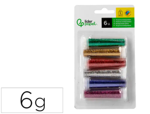Purpurina Liderpapel biodegradavel Fantasia 6 gr Cores Metalicas Sortidas 6 uni.