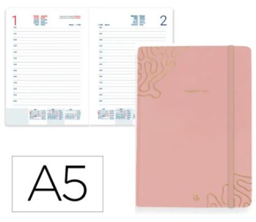 Agenda Encadernada Liderpapel Efira A5 2026 Dia Pagina Rosa