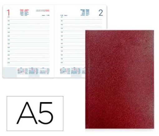 Agenda Encadernada Liderpapel Corfu A5 2026 Dia Pagina Vermelho
