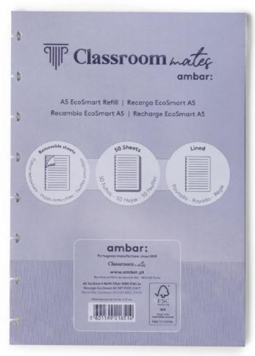 Recarga Caderno Inteligente Ambar EcoSmart A5 Pautado 50Fls