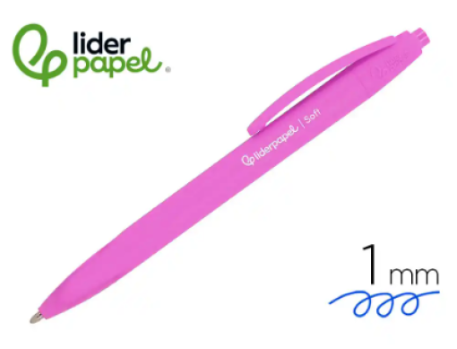 Esferografica Liderpapel Soft Touch Rosa Retratil 0.7mm Azul (BO30)