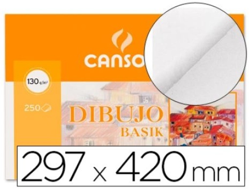 Bloco Papel Desenho Canson Basik 297x420 A3 130gr Sem Esquadria 250fls