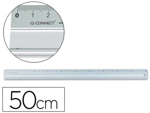 Regua Q-Connect Metalica Aluminio 50cm (KF00288)