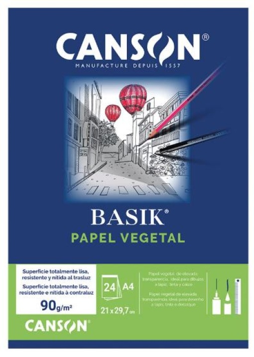 Papel Vegetal Canson Basik A4 90g Bloco 24Fls