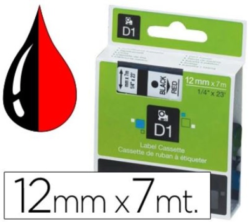 Fita Gravacao Dymo D1 12mmx7m Preto/Vermelho (S0720570) (45017)