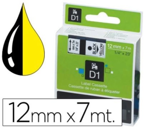 Fita Gravaçao Dymo D1 12mmx7m Preto/Amarelo (S0720580) (45018)