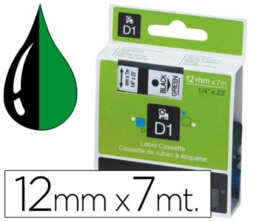 Fita Gravacao Dymo D1 12mmx7m Preto/Verde (S0720590) (45019)