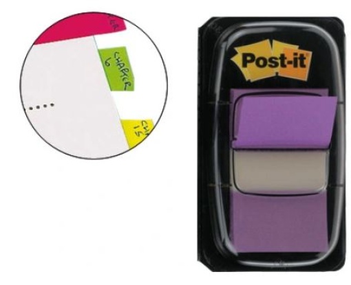 Bandas Separadoras Post-it Index 3M 25,4x43,1mm Violeta Dispensador de 50uni (70071392883)