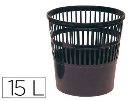 Cesto de Papeis Plastico Preto 275x275mm Capacidade Para 15 litros
