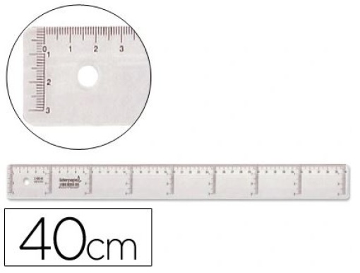 Regua Plastico Cristal Liderpapel transparente 40cm (RG05)
