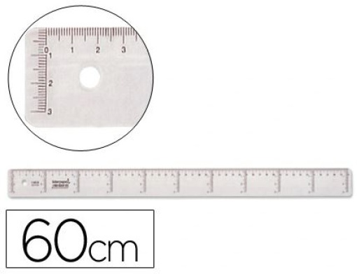 Regua Plastico Cristal Liderpapel Transparente 60cm