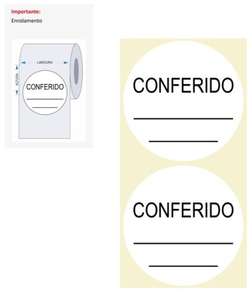 Etiqueta Papel Matte Ø 65mm Impressao Conferido T40 Rolo C/1000un