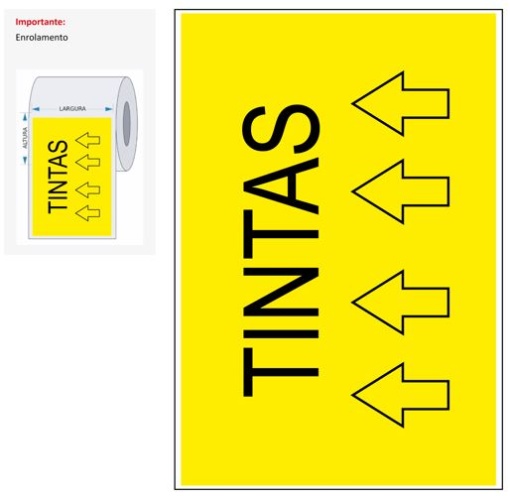 Etiqueta Papel Matte 100x150mm Amarela/Tintas T40 Rolo C/500un