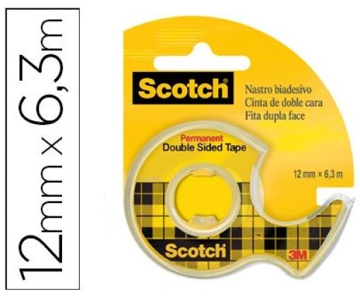 Fita Adesiva Dupla Face Scotch 6,3mt x12mm C/Desenrrolador
