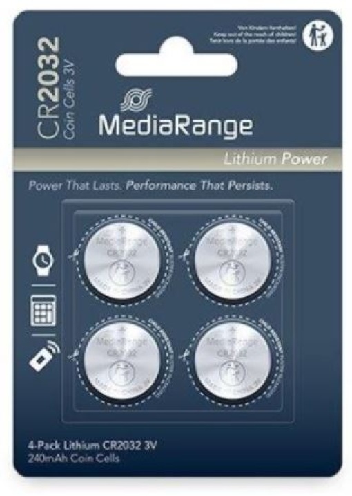Pilha de Lítio MediaRange Cell CR2032 3V Pack 4