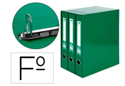 Modulo 3 Pastas Arquivo Liderpapel 2 Aneis Folio L60mm Verde (MD34)