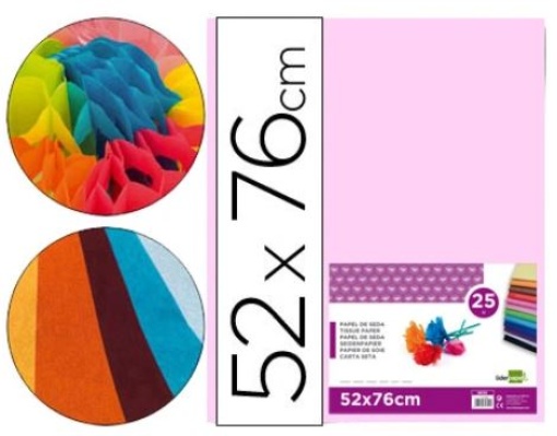 Papel Seda Liderpapel 52x76cm 18gr Rosa Pack 25folhas